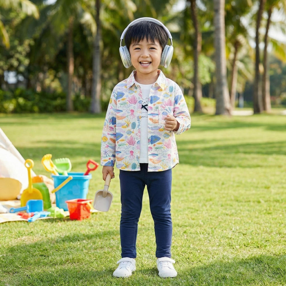Kids' 100% cotton shirt - new autumn collection: korean style, all-over cartoon print, long-sleeve casual top - versatile and stylish for boys