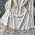 Korean style hollow-out knit crew neck dress - women's spring/summer long sleeve a-line dress - slim fit, commute-friendly, soft & elegant