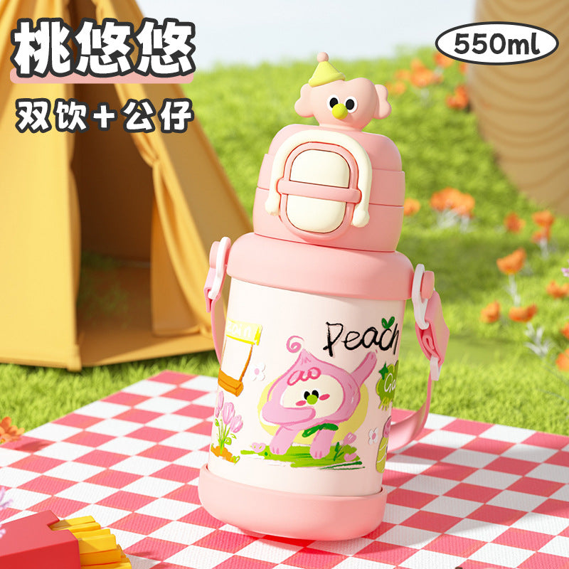316 stainless steel insulated tumbler - cartoon design for kids, perfect for elementary school students, includes straw