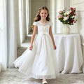 fashion stylegirl dress white lacepatchworkelegancefrench long skirt chiffon kids skirtin stock