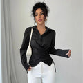 european and american cross-border  new spring sexy fashionable elegant long-sleeved button-down women's blouse