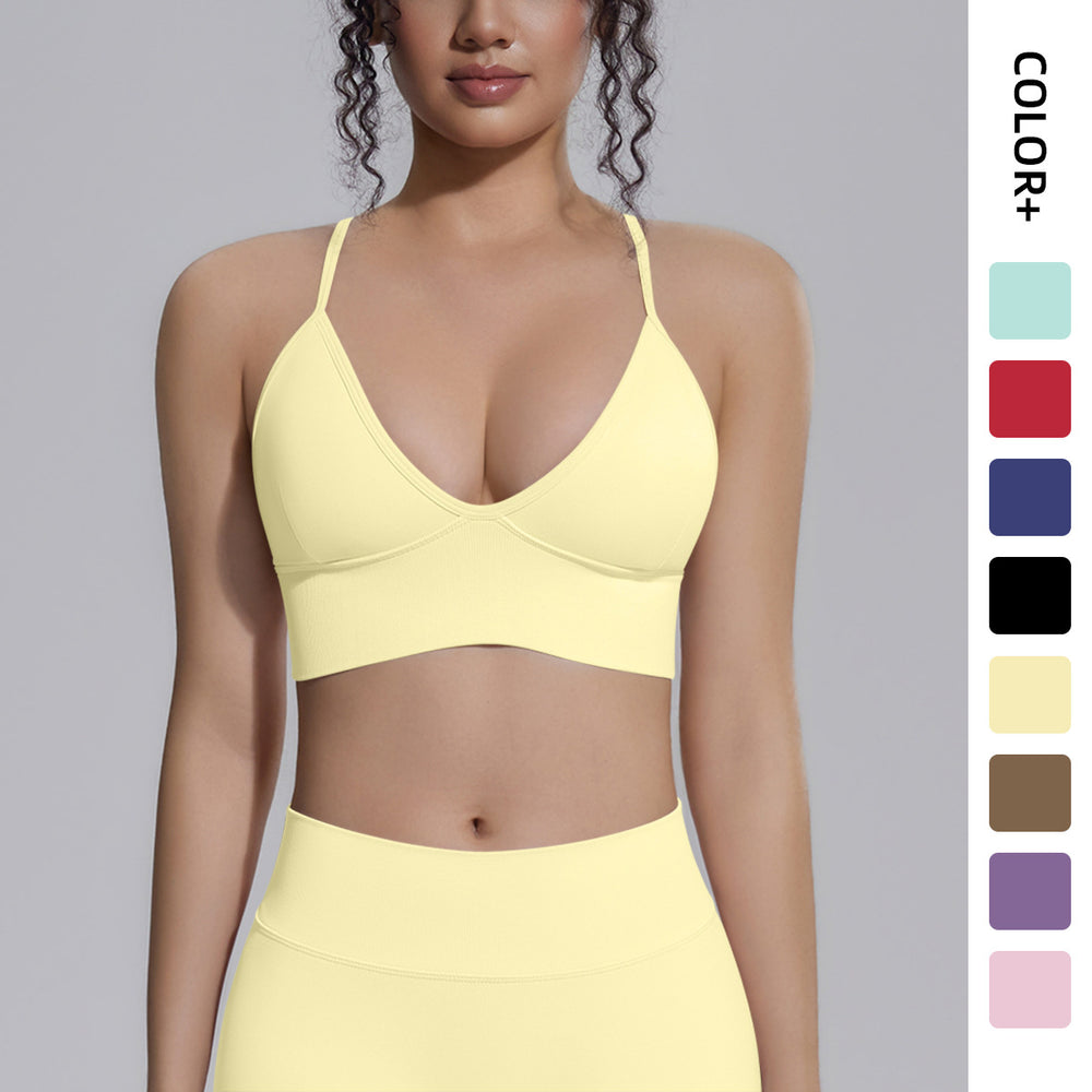 New double-strap seamless yoga bra - sexy back design, quick-dry activewear top for running, fitness, and yoga