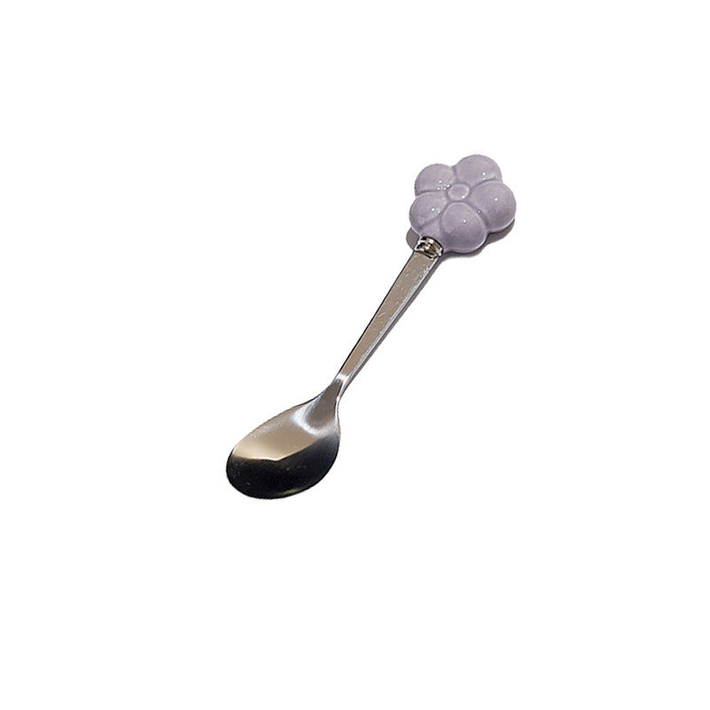 Creative sunflower stainless steel fruit fork desktop decoration ornament ceramic storage jar suit exquisite afternoon tea knife and fork