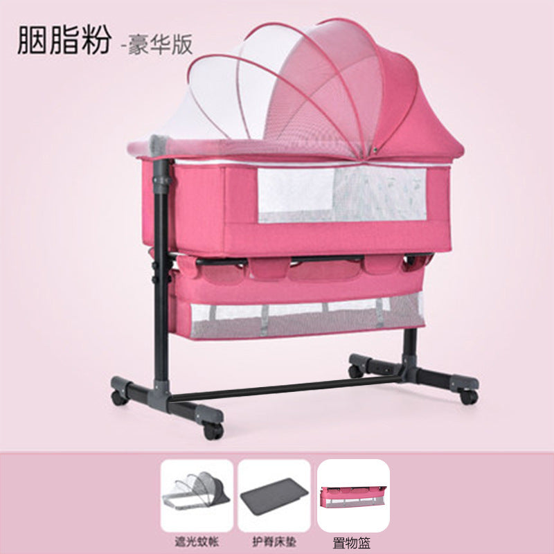 Baby crib newborn bed splicing large bed baby rocking bed bb children's bed cradle bed multifunctional movable foldable