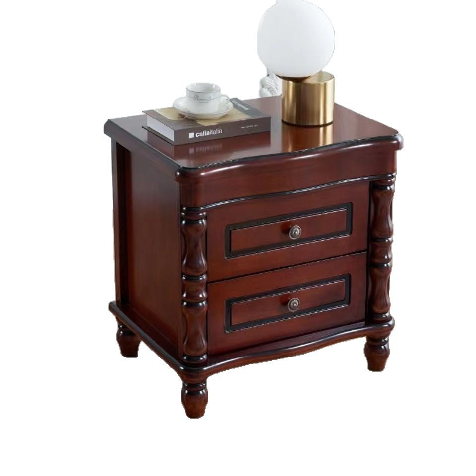 Solid wood bedside table American bedside table European bedroom household storage cabinet Simple modern mini narrow cabinet