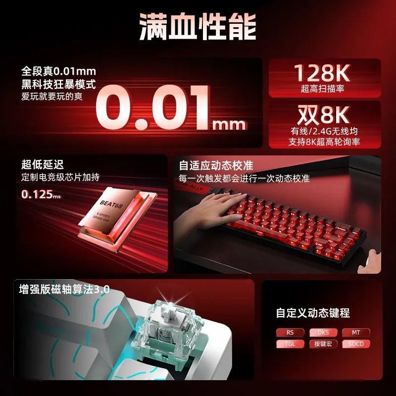 Xinmeng beat68 magnetic axis wireless three-mode mechanical keyboard wired customized low latency magnetic jade axis e-sports game