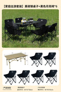 Off-white center table + 6 black moon chairs