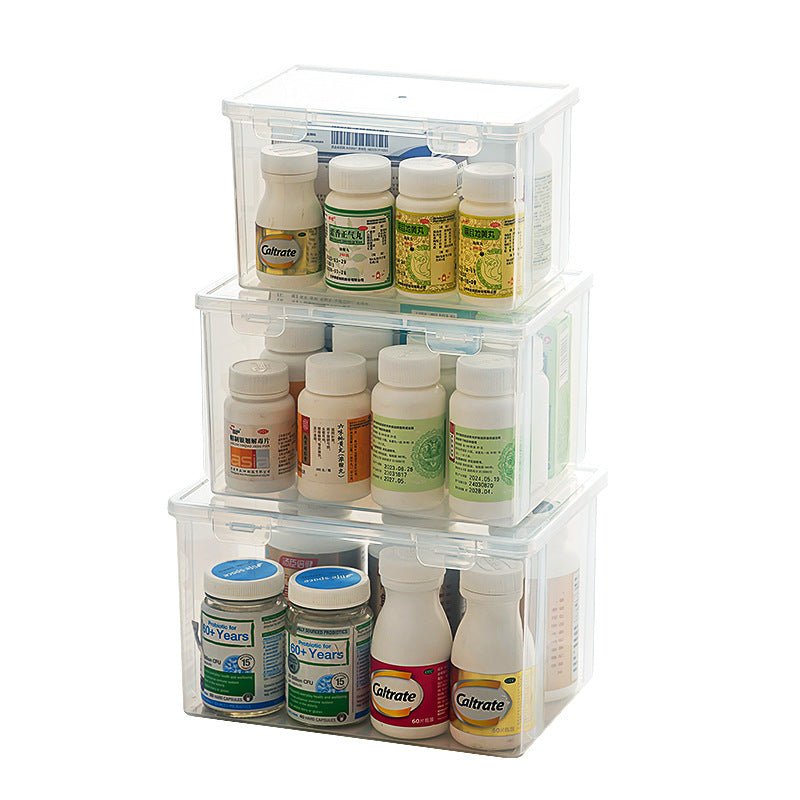 Flip small medicine box Portable with lid Stackable rectangular storage box Transparent storage drug packaging box with lid