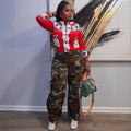 European and american style camouflage jeans -  cross-border women's fashion streetwear versatile high-waisted denim cargo pants