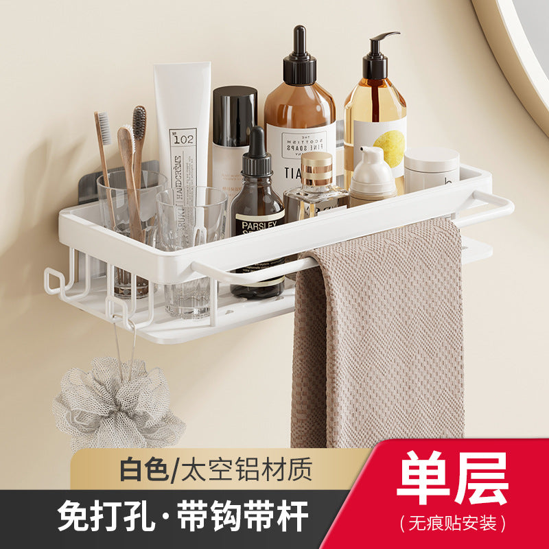 White bathroom rack No punching, wall-mounted, wall nail-free toilet, washstand, toilet, toilet storage