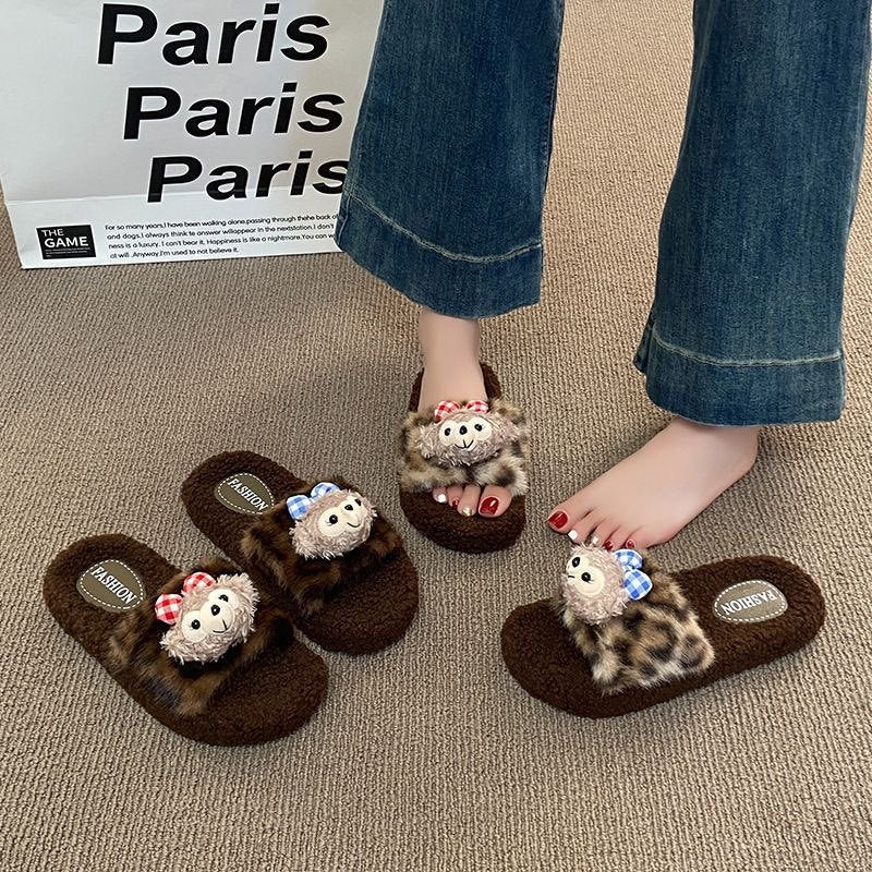 Women's cotton slippers - winter indoor home anti-slip 2025 new collection - fleece-lined fluffy slippers for women