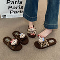 Women's cotton slippers - winter indoor home anti-slip 2025 new collection - fleece-lined fluffy slippers for women