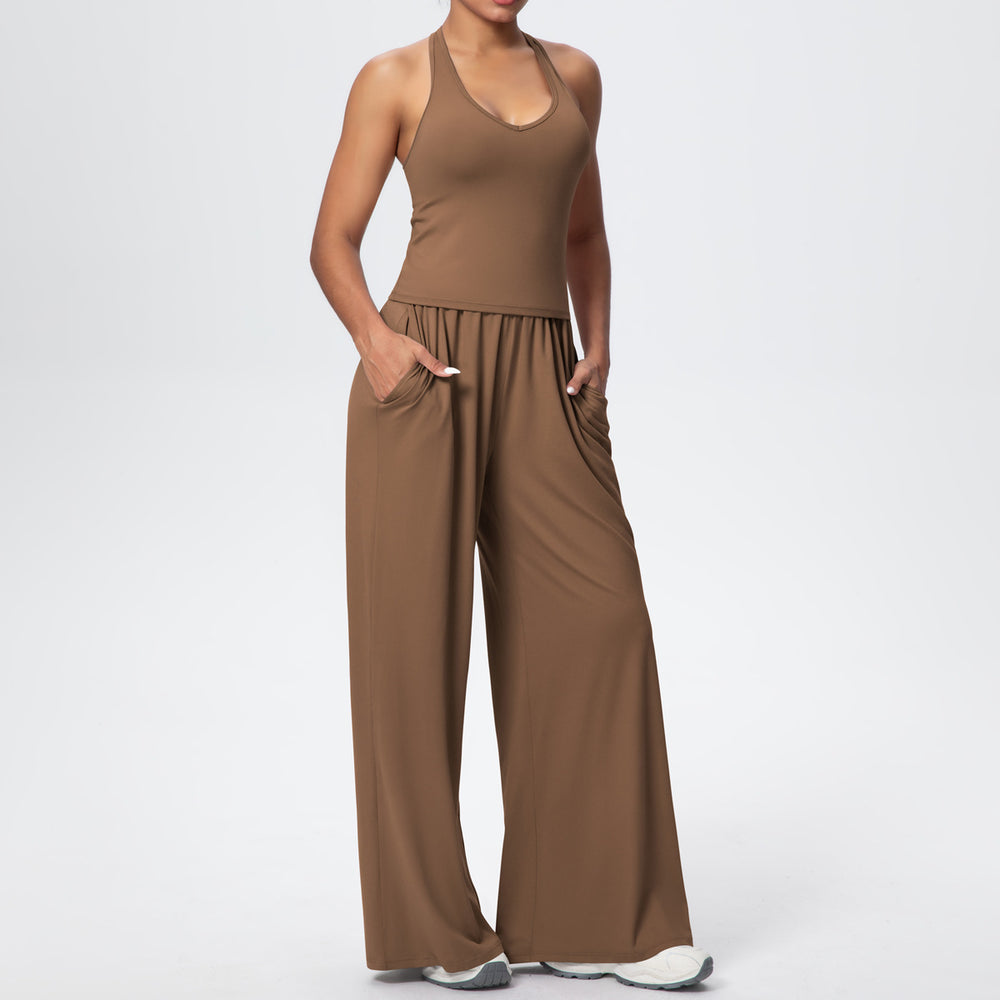 New arrival: solid color brushed microfiber breathable high-stretch yoga set - 3-piece workout outfit for running, fitness, and yoga