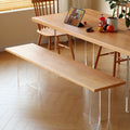 Acrylic floating dining table - modern minimalist rectangular nordic japanese style solid wood large panel table - natural wood workstation