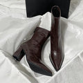 Women's ankle boots - high heel, spring/autumn  new collection, versatile french style, chunky heel, elastic pointed toe, slim fit - cross-border e-commerce