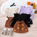 Children's clothing cross-border european and american girls' pit strip long sleevestops+printed skirt