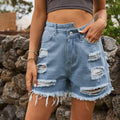 Fashion cross-border foreign trade women's clothing  new style irregular ripped raw edge holes  denim shorts hot pants