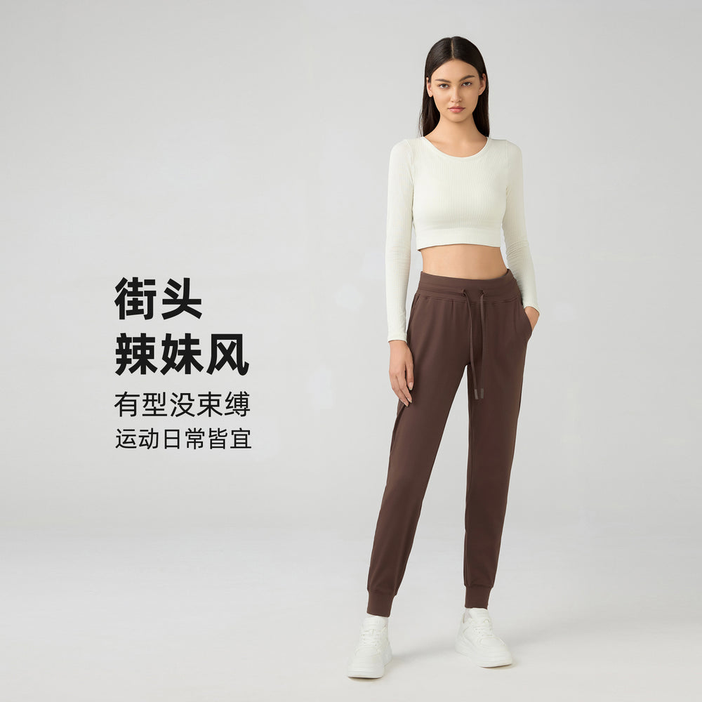 high waist yoga pants women's drawstring quick-drying elastic running fitness pants slimming look jogger pants sports pants d19069
