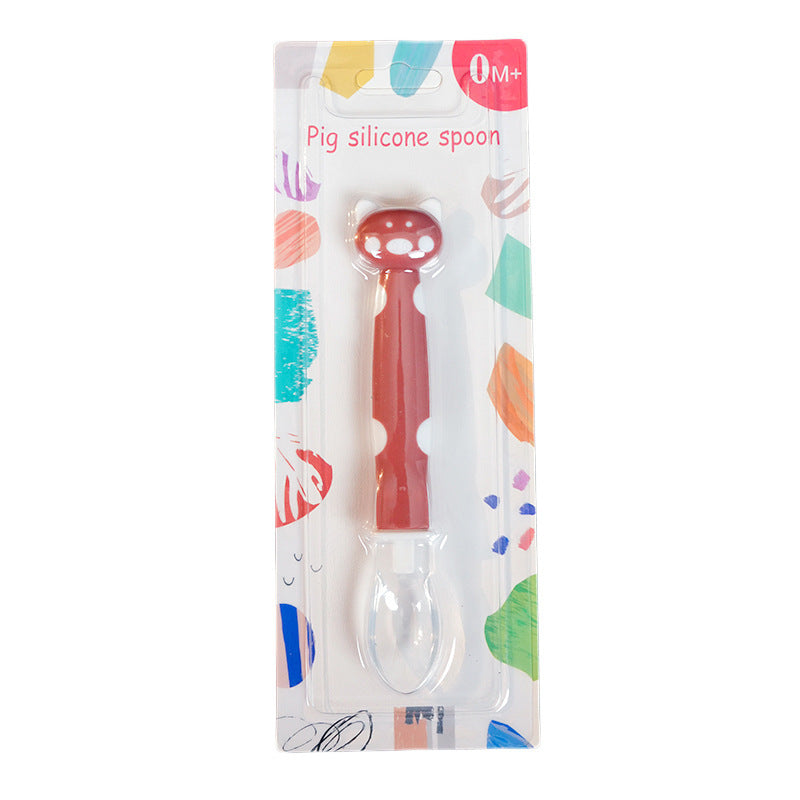 English card pack, baby silicone spoon, baby feeding tableware, soft head spoon, cartoon complementary food spoon, spoon, spoon