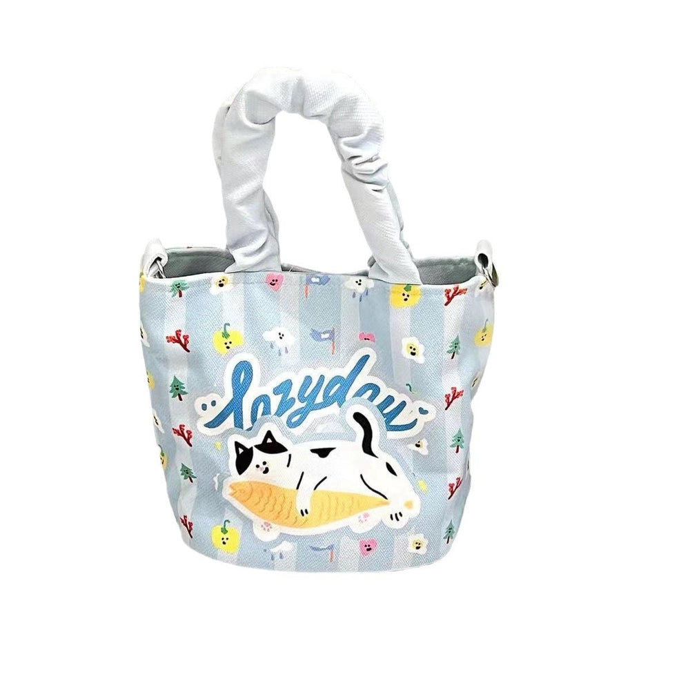 Niche style design japanese style canvas bag lazy cat student lunch satchel bag good-looking hand-held small shoulder bag