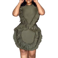 European and american cross-border women's fashion:  autumn new arrivals - sexy and elegant ruffle-trimmed, figure-hugging mini dress with unique design