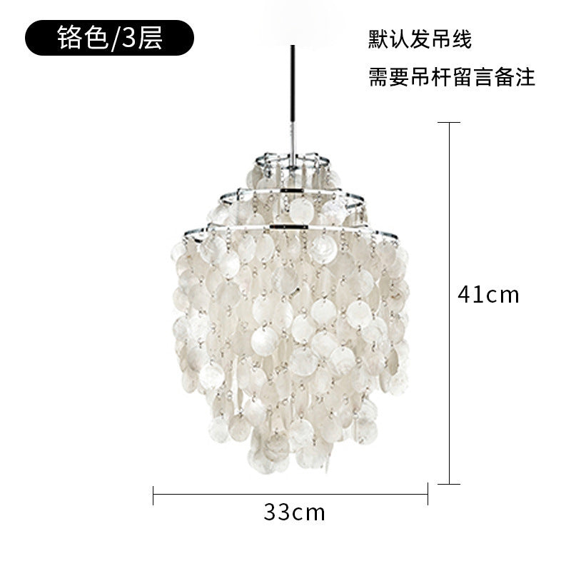 French Romantic Shell Chandelier Cream Wind Living Room Chandelier Italian Designer Bedroom Light Wind Chime Restaurant Lighting