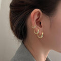 Silver arc stud earrings - unique korean style, high-end, trendy, minimalist metal earrings for women