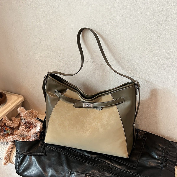 Retro fashion tote bag women's 2025 new autumn and winter trend versatile large capacity shoulder bag underarm messenger bag Korean