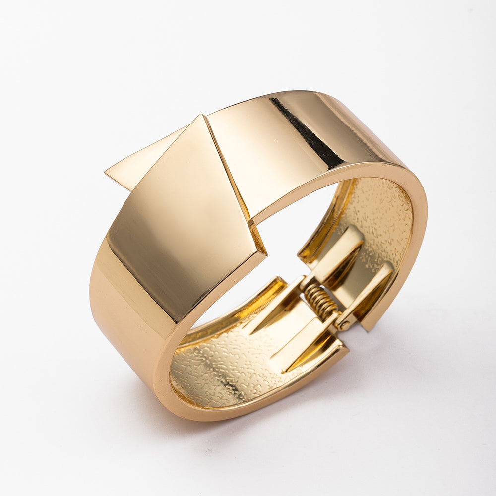 Fashion cross-border e-commerce new arrival jewelry fashion glossy plain ring bracelet wide open alloy bracelet exaggerated hand jewelry