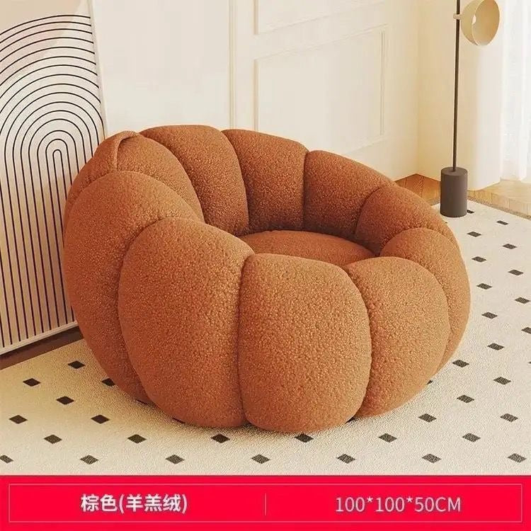 Cream style lazy sofa can lie down and sleep pumpkin sofa chair casual chair cashmere fabric sofa single sofa