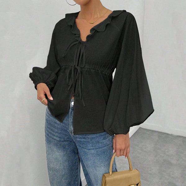women's clothing simple intellectual style T-shirt autumn and winter big swing bat sleeve loose cardigan top