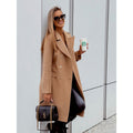 e-commerce european and american women's clothing   spring double-breasted mid-length woolen casual coat