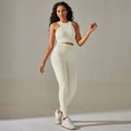 European and american seamless yoga outfit for women: shaping top, sports tank top, high-waisted tummy control leggings, fitness set