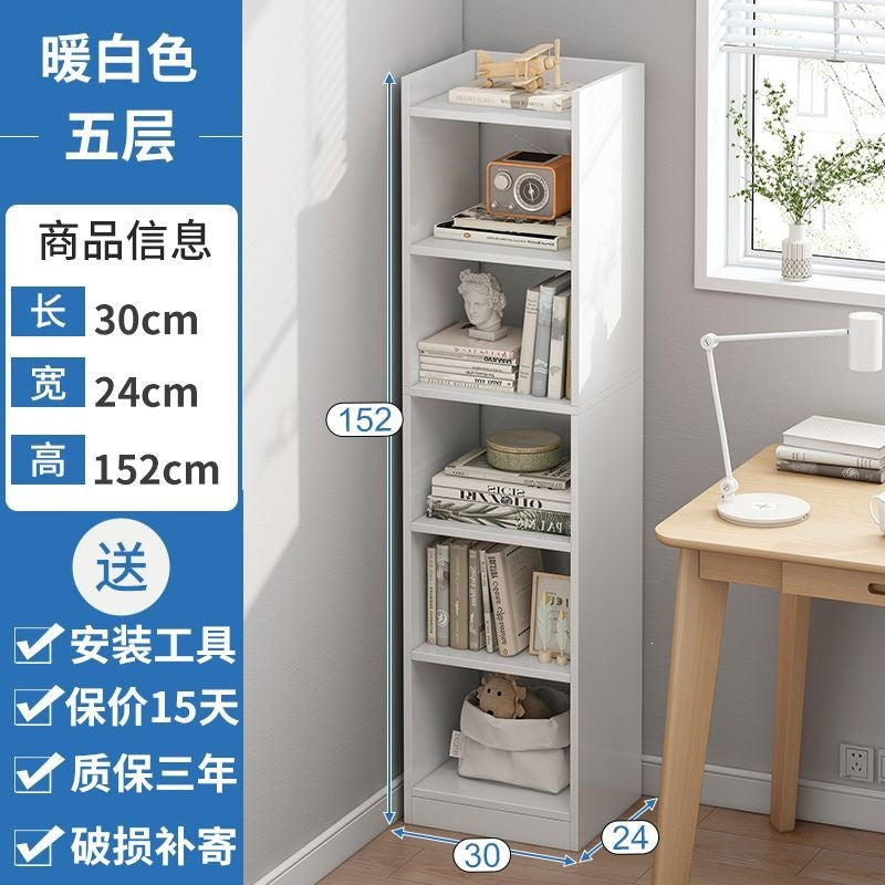 Bookshelf storage rack floor-standing simple for home multi-layer living room cabinet storage cabinet narrow slit small bookcase wall storage