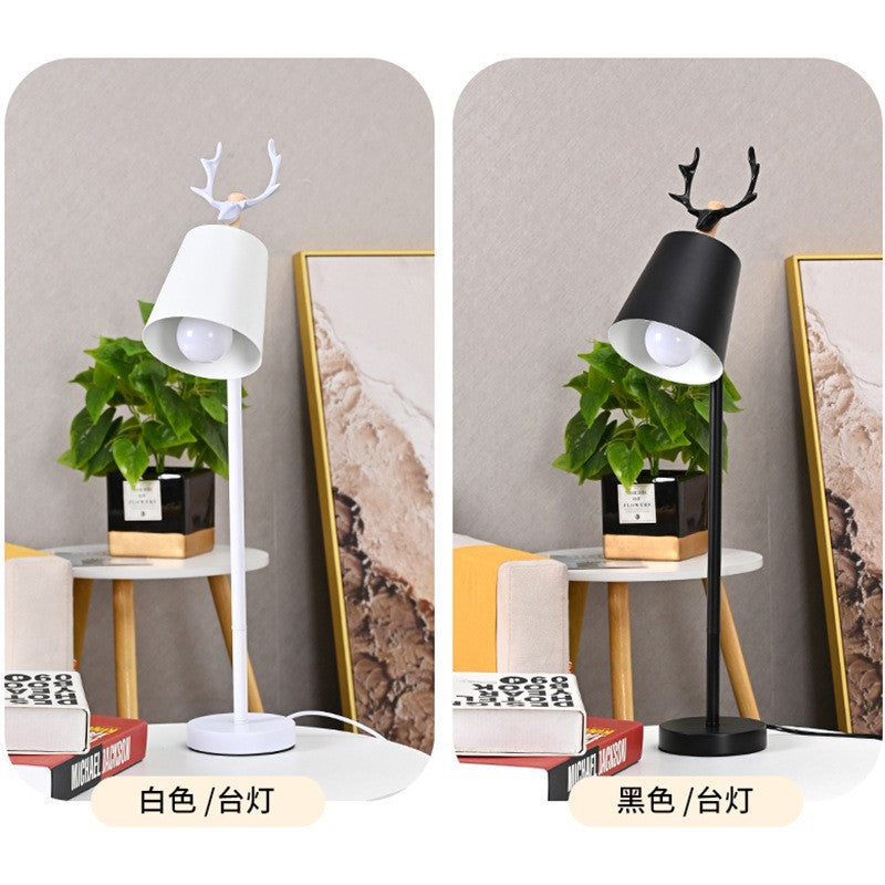 Table lamp ins style bedroom desk bedside table lamp popular douyin warm nordic simple creative stylish antler lamp