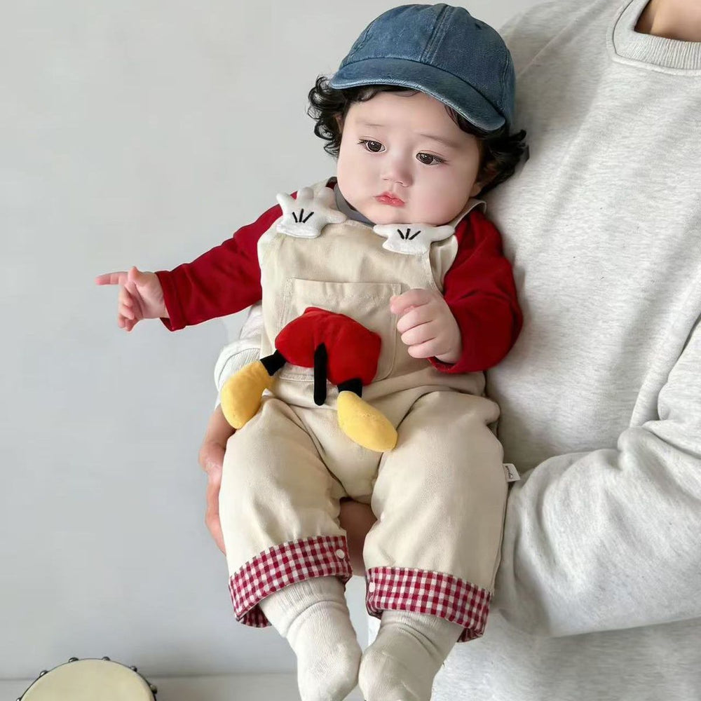 Spring autum style baby boy baby suit suspender two-piece set jumpsuit super cute k-style spring style outing climbing suit
