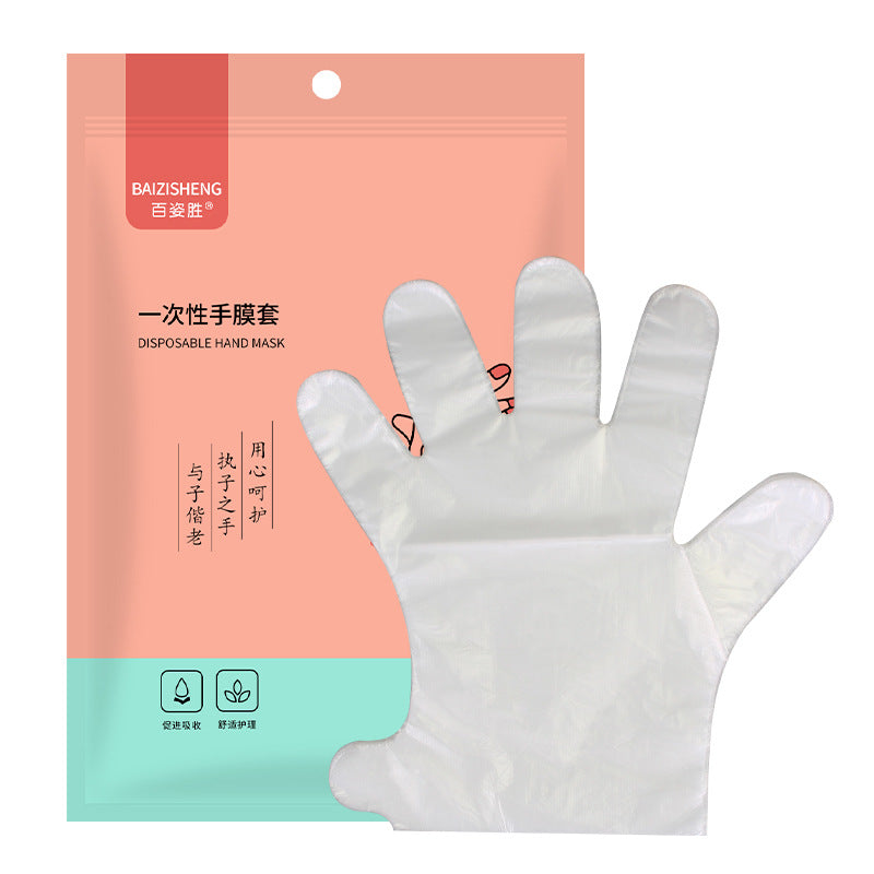 Ready-to-ship disposable hand mask sleeves, clear pe plastic gloves, diy hand care moisturizing gloves, hand mask sleeves, 100 pieces