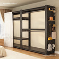 Steel wardrobe open wardrobe for home bedroom floor standing coat rack hole board simple steel wardrobe