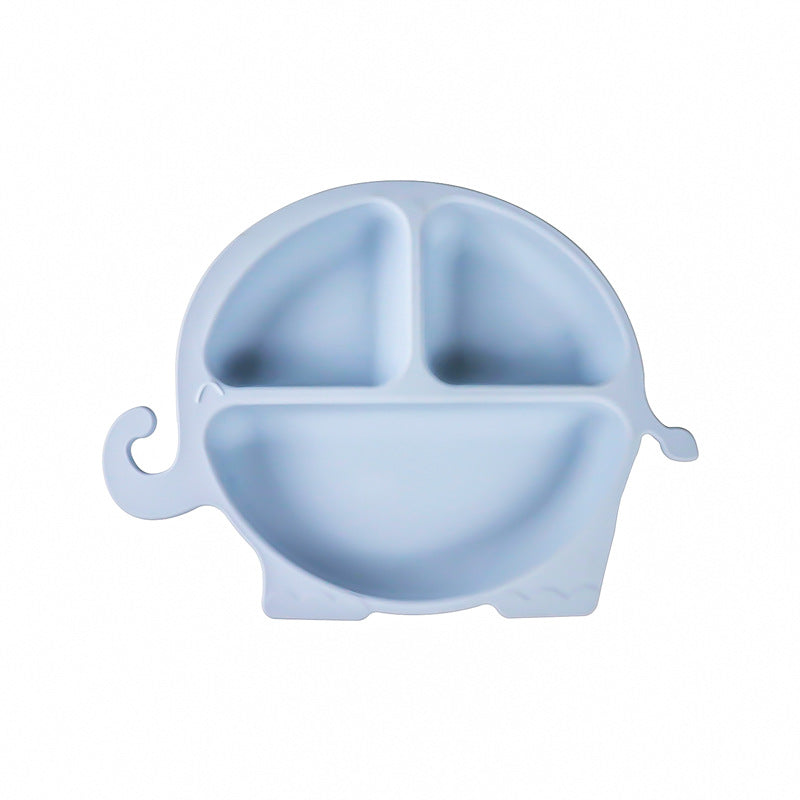 Children's silicone grid suction cup dinner plate, cartoon dinosaur integrated baby baby separation complementary food tableware customization