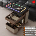 Solid wood smart movable side table trolley tea table for home living room small apartment sofa side cabinet adjustable coffee table slate