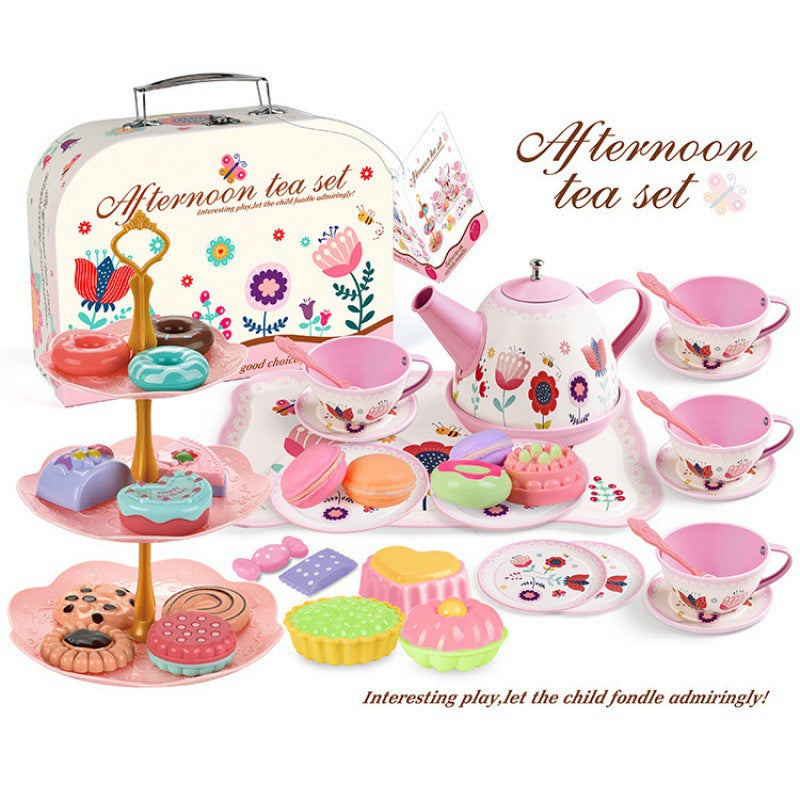 Cross-border export girl play house afternoon tea tea set simulation dessert cake coffee coffee break portable gift box