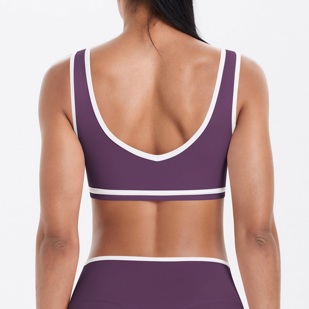 New arrival cross-border double-sided brushed color matching tight breathable beautiful back sports bra running fitness yoga weartops women