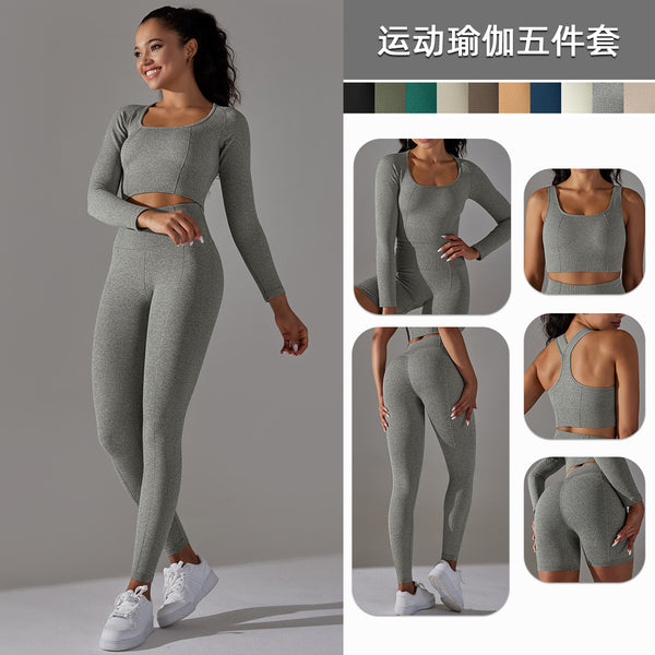 Europe, America,  seamless knitted golf polka dot jacquard high waist hip lift tight yoga pants running fitness pants