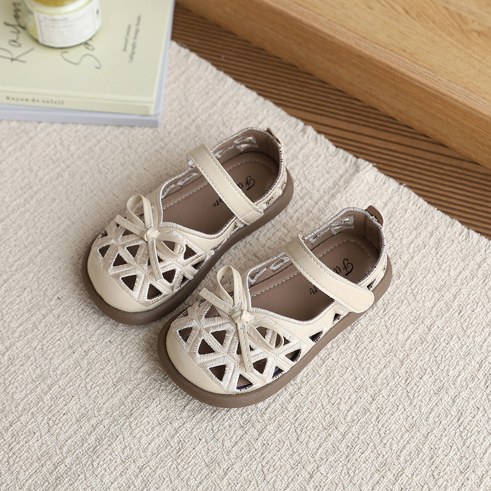 Summer sandals evening breeze gentle flat shoes women's new french style children's shoes with skirt hollow breathable women's shoes