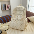 Korean style ins wind dot backpack with headphone holder - cute, fresh, and casual backpack for middle school, high school, and college students