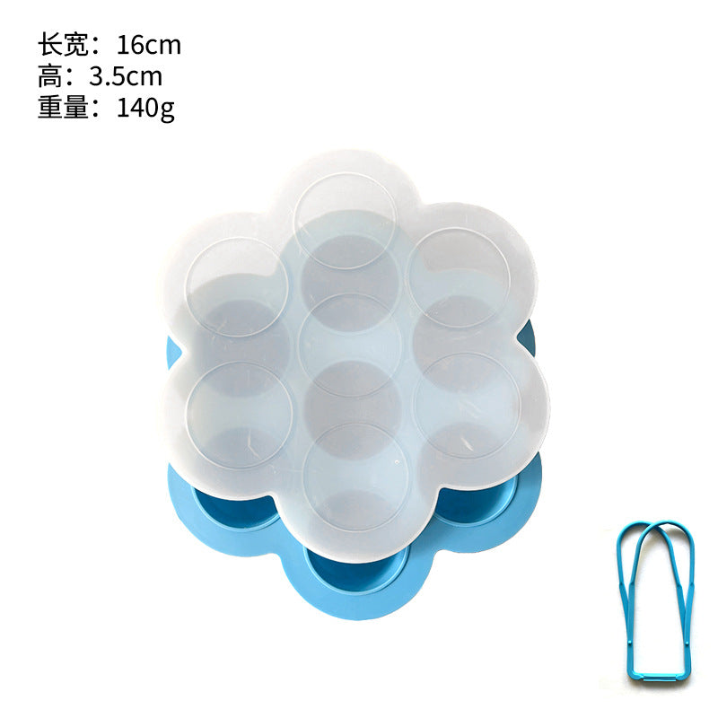 7-Hole silicone complementary food box, ice compartment with lid, baby food crisper, air fryer, pressure cooker, steamed egg mold
