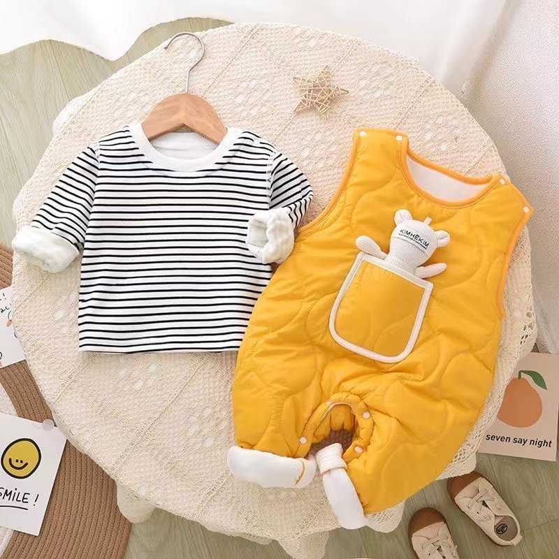 Newborn baby clothes autumn winter cotton-padded rompers overalls thin cotton onesies autumn and winter outing wear for boys and girls