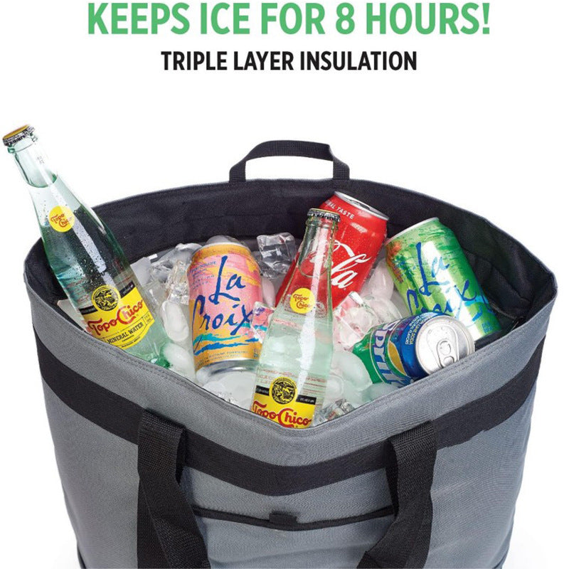 insulated cooler bag, oxford cloth outdoor camping ice pack, portable tote, large capacity waterproof picnic bag