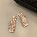 French-style flat square-toe slippers, fairy shoes, outdoor wear, 2025 new summer beach sandals