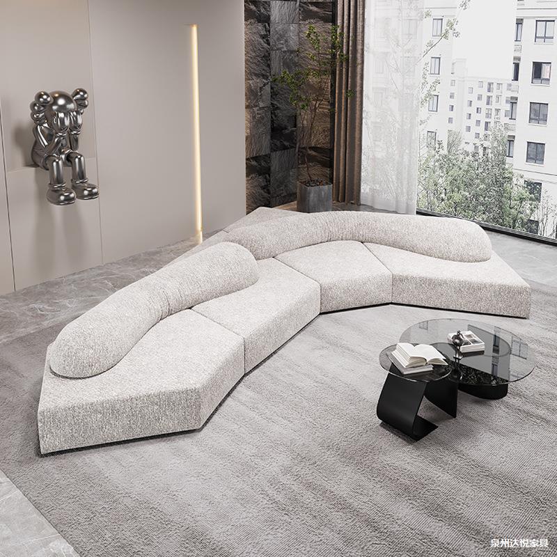 Italian rock fabric sofa - irregular modular sofa set for large villas and apartments - custom shaped sectional for high-rise living spaces